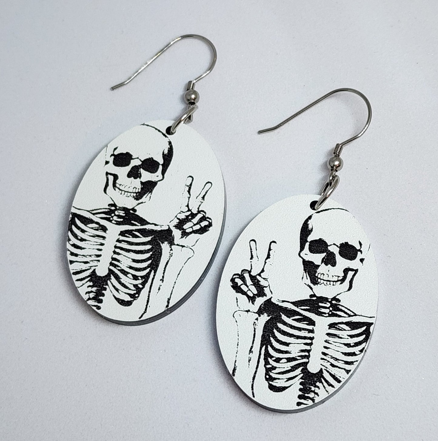 Peace Sign Skeleton Earrings