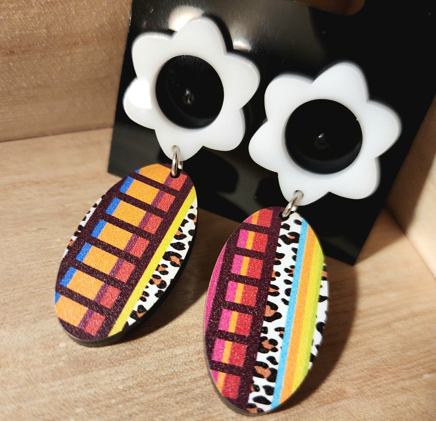 Flower Leopard Stripe Flower Studs.